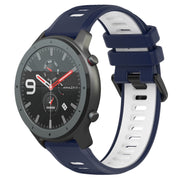 For Amazfit GTR 47mm 22MM Sports Two-Color Silicone Watch Band(Midnight Blue+White)