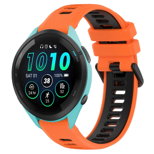For Garmin Forerunner 265 22mm Sports Two-Color Silicone Watch Band(Orange+Black)