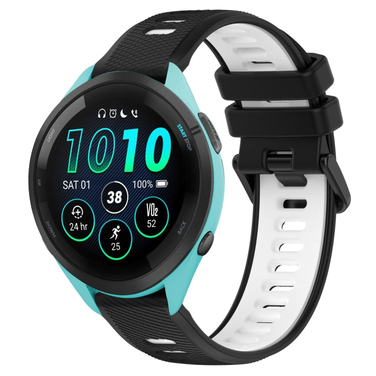 For Garmin Forerunner 265 22mm Sports Two-Color Silicone Watch Band(Black+White) - Smart Wear by PMC TechLife | Online Shopping South Africa | PMC TechLife