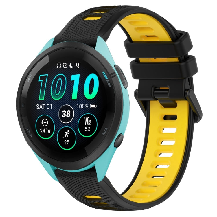 Compatible with Garmin Compatible witherunner 265 22mm Sports Two-Color Silicone Watch Band(Black+Yellow) - Watch Bands by PMC TechLife | Online Shopping South Africa | PMC TechLife | Buy Now Pay Later Mobicred