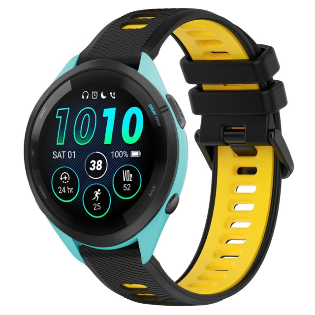 Compatible with Garmin Compatible witherunner 265 22mm Sports Two-Color Silicone Watch Band(Black+Yellow)