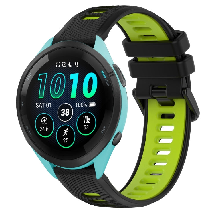 For Garmin Forerunner 265 22mm Sports Two-Color Silicone Watch Band(Black+Green) - Smart Wear by PMC TechLife | Online Shopping South Africa | PMC TechLife