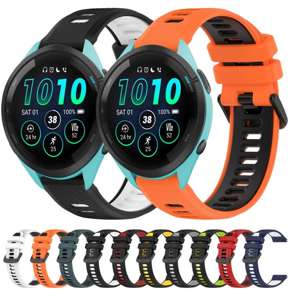 For Garmin Forerunner 265 22mm Sports Two-Color Silicone Watch Band(Black+White)