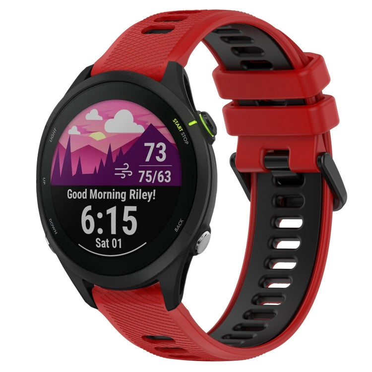 For Garmin Forerunner 255 22mm Sports Two-Color Silicone Watch Band(Red+Black) - Smart Wear by PMC TechLife | Online Shopping South Africa | PMC TechLife