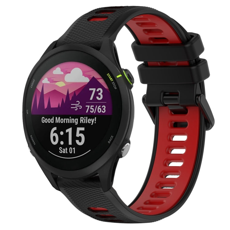 For Garmin Forerunner 255 Music 22mm Sports Two-Color Silicone Watch Band(Black+Red) - Smart Wear by PMC TechLife | Online Shopping South Africa | PMC TechLife