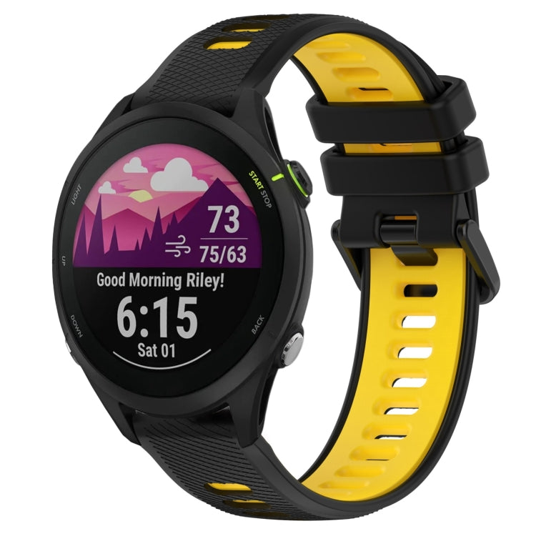 For Garmin Forerunner 255 Music 22mm Sports Two-Color Silicone Watch Band(Black+Yellow) - Smart Wear by PMC TechLife | Online Shopping South Africa | PMC TechLife