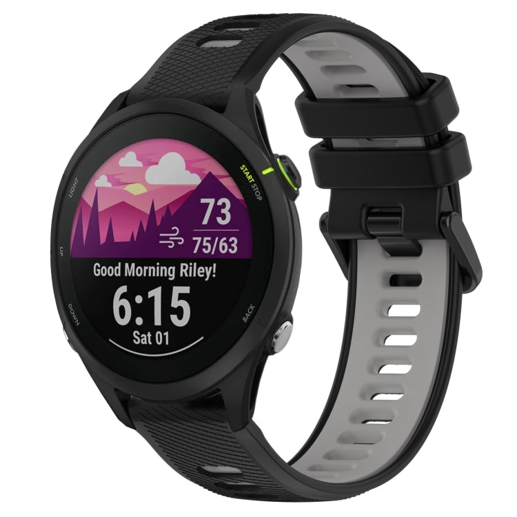 For Garmin Forerunner 255 Music 22mm Sports Two-Color Silicone Watch Band(Black+Grey) -  by PMC TechLife | Online Shopping South Africa | PMC TechLife