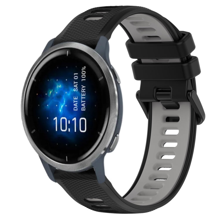 For Garmin Venu 2 22mm Sports Two-Color Silicone Watch Band(Black+Grey) - Smart Wear by PMC TechLife | Online Shopping South Africa | PMC TechLife