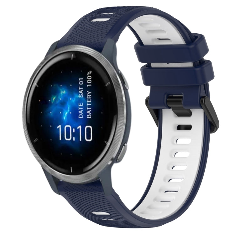 For Garmin Venu 2 22mm Sports Two-Color Silicone Watch Band(Midnight Blue+White) - Smart Wear by PMC TechLife | Online Shopping South Africa | PMC TechLife