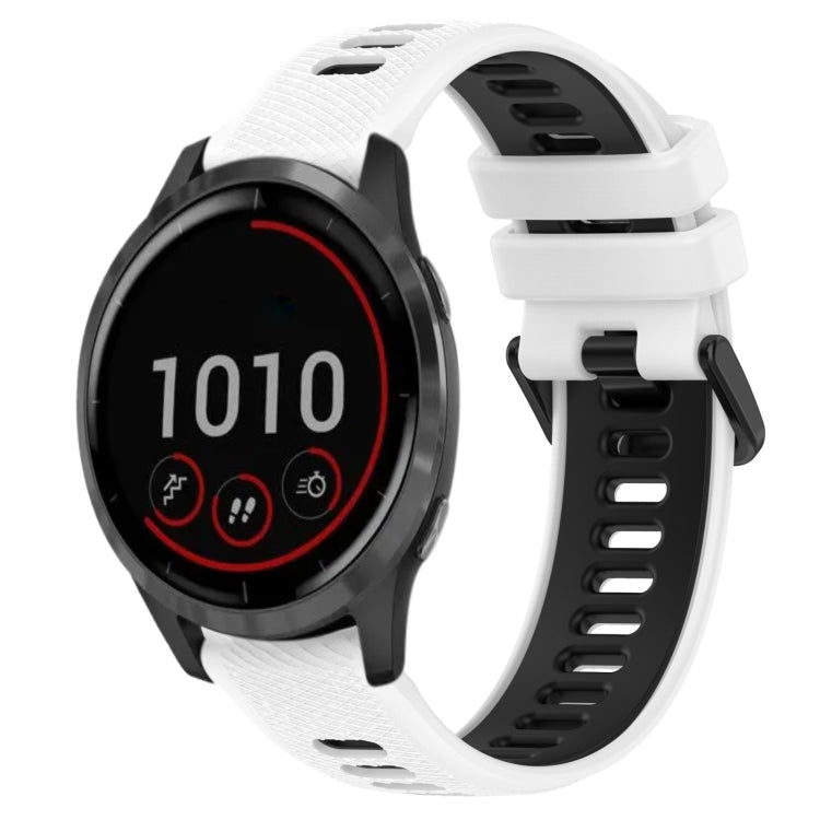 For Garmin Vivoactive 4 22mm Sports Two-Color Silicone Watch Band(White+Black) - Smart Wear by PMC TechLife | Online Shopping South Africa | PMC TechLife
