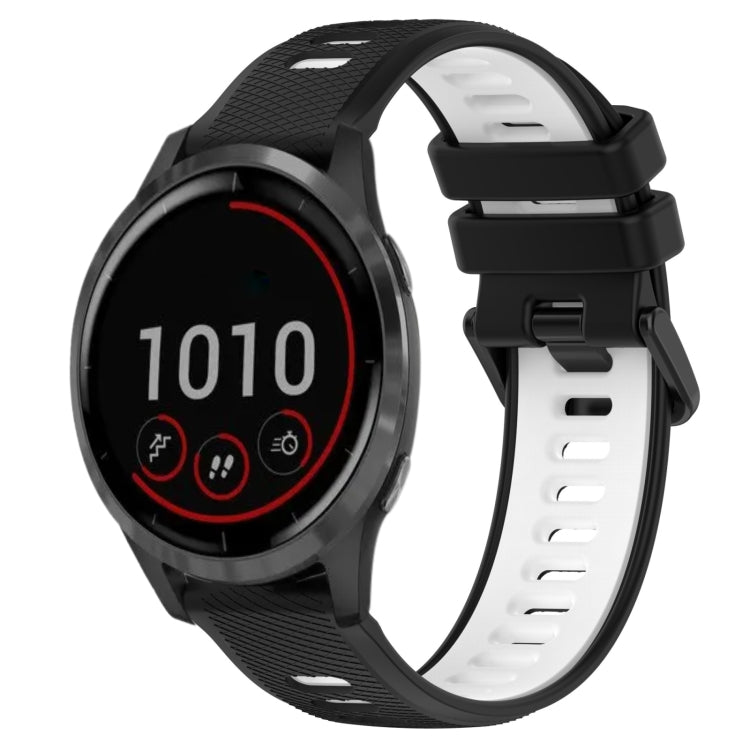 For Garmin Vivoactive 4 22mm Sports Two-Color Silicone Watch Band(Black+White) - Smart Wear by PMC TechLife | Online Shopping South Africa | PMC TechLife