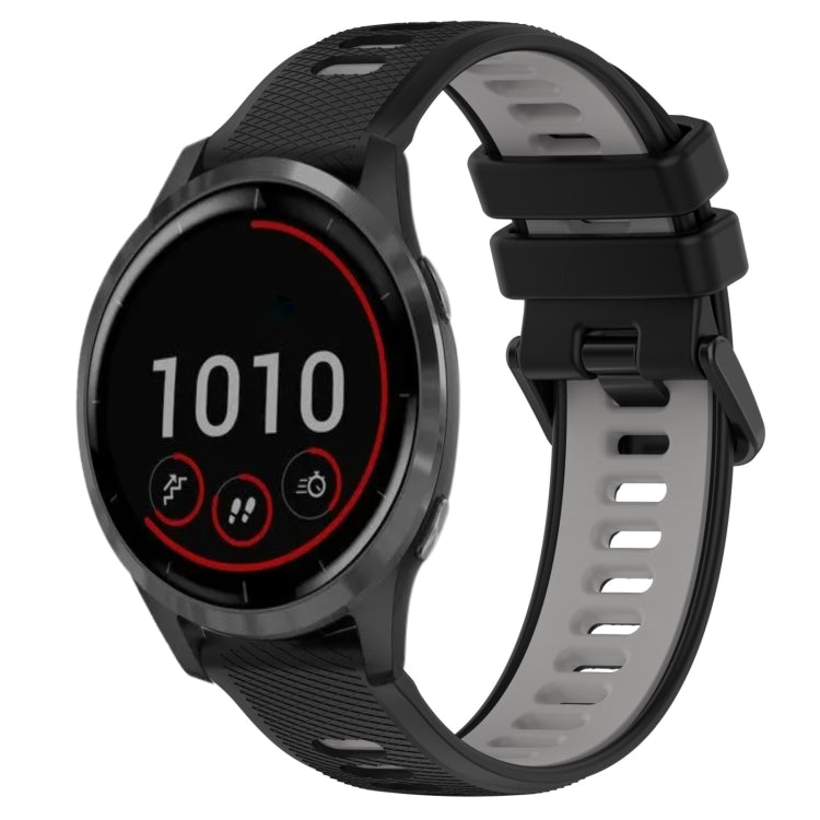 For Garmin Vivoactive 4 22mm Sports Two-Color Silicone Watch Band(Black+Grey) - Smart Wear by PMC TechLife | Online Shopping South Africa | PMC TechLife