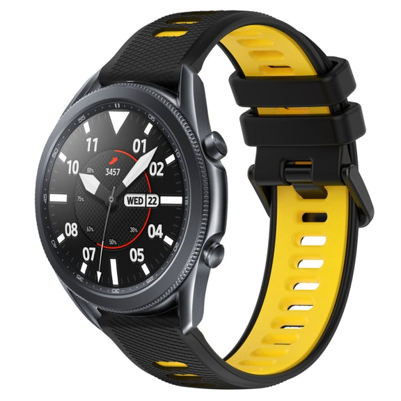 For Samsung Galaxy Watch3 45mm 22mm Sports Two-Color Silicone Watch Band(Black+Yellow)