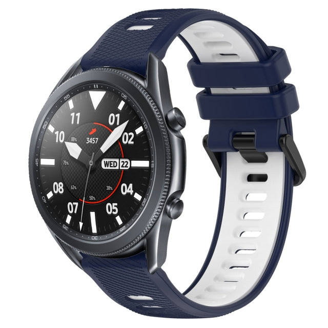 For Samsung Galaxy Watch3 45mm 22mm Sports Two-Color Silicone Watch Band(Midnight Blue+White)