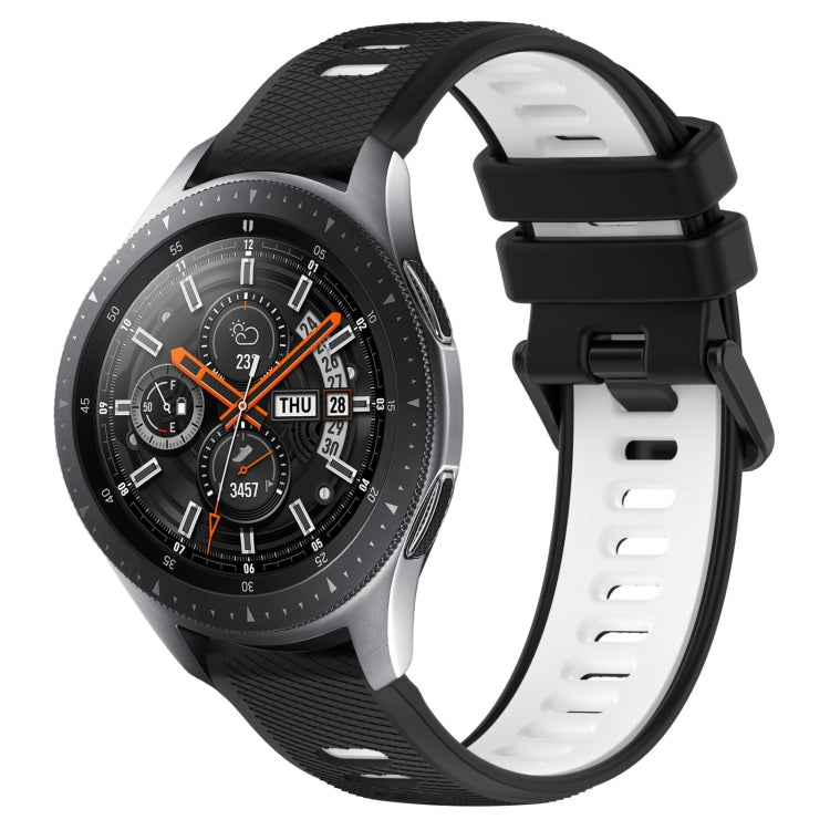 For Samsung Galaxy Watch 46mm 22mm Sports Two-Color Silicone Watch Band(Black+White) - Smart Wear by PMC TechLife | Online Shopping South Africa | PMC TechLife