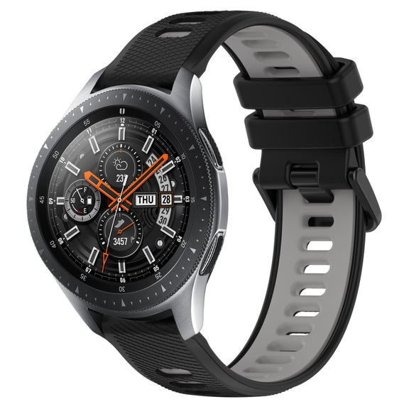 For Samsung Galaxy Watch 46mm 22mm Sports Two-Color Silicone Watch Band(Black+Grey)