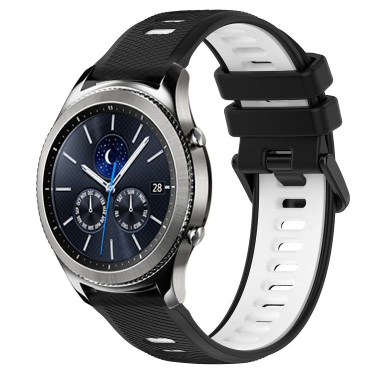 For Samsung Gear S3 Classic 22mm Sports Two-Color Silicone Watch Band(Black+White) - Smart Wear by PMC TechLife | Online Shopping South Africa | PMC TechLife