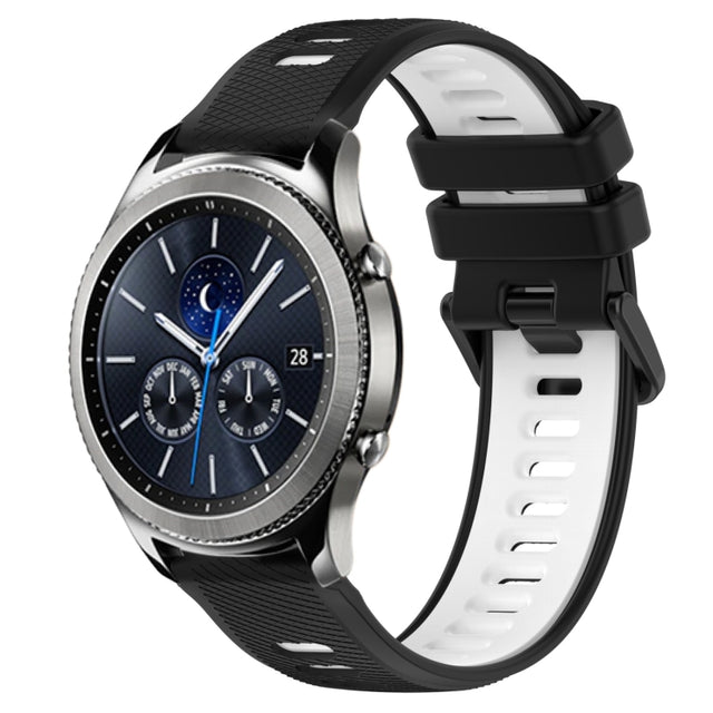 For Samsung Gear S3 Classic 22mm Sports Two-Color Silicone Watch Band(Black+White)
