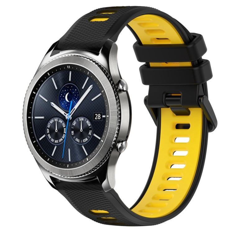 For Samsung Gear S3 Classic 22mm Sports Two-Color Silicone Watch Band(Black+Yellow) - Smart Wear by PMC TechLife | Online Shopping South Africa | PMC TechLife