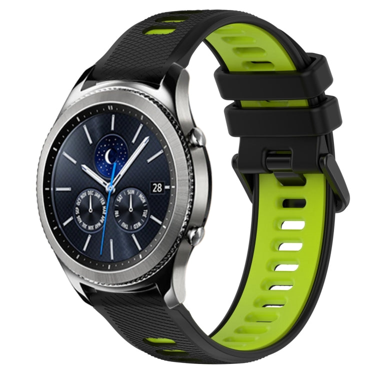 For Samsung Gear S3 Classic 22mm Sports Two-Color Silicone Watch Band(Black+Green) - Smart Wear by PMC TechLife | Online Shopping South Africa | PMC TechLife