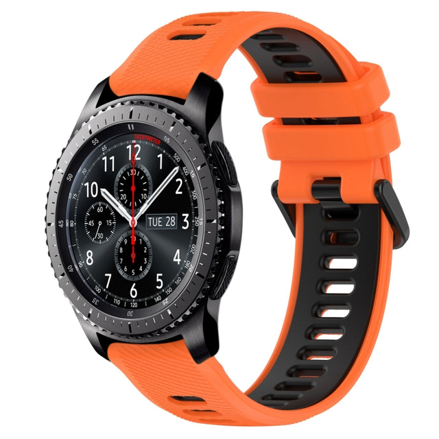 For Samsung Gear S3 Frontier 22mm Sports Two-Color Silicone Watch Band(Orange+Black)