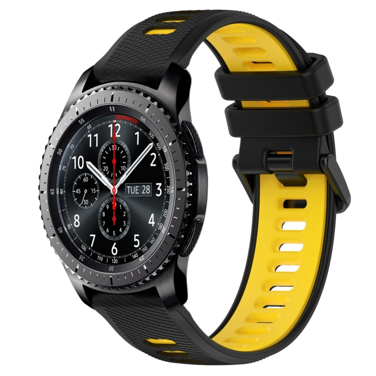 For Samsung Gear S3 Frontier 22mm Sports Two-Color Silicone Watch Band(Black+Yellow) - Smart Wear by PMC TechLife | Online Shopping South Africa | PMC TechLife
