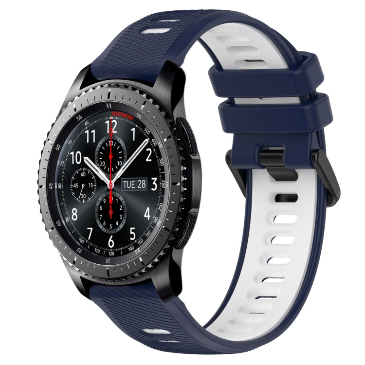 For Samsung Gear S3 Frontier 22mm Sports Two-Color Silicone Watch Band(Midnight Blue+White) - Smart Wear by PMC TechLife | Online Shopping South Africa | PMC TechLife