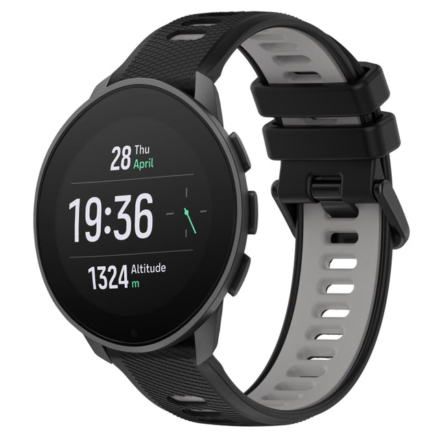 For SUUNTO 9 Peak Pro 22mm Sports Two-Color Silicone Watch Band(Black+Grey)