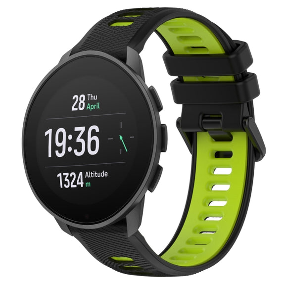 For SUUNTO 9 Peak Pro 22mm Sports Two-Color Silicone Watch Band(Black+Green)