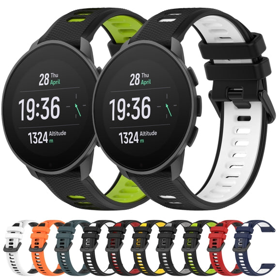For SUUNTO 9 Peak Pro 22mm Sports Two-Color Silicone Watch Band(Olive Green+Black)