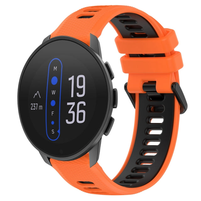 For  SUUNTO 9 Peak 22mm Sports Two-Color Silicone Watch Band(Orange+Black)
