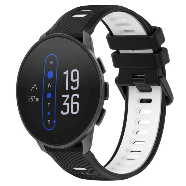 For  SUUNTO 9 Peak 22mm Sports Two-Color Silicone Watch Band(Black+White)