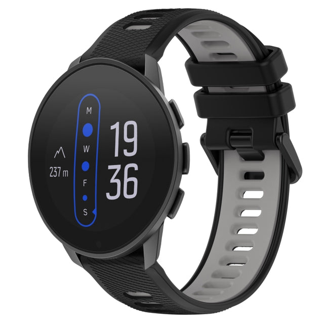 For  SUUNTO 9 Peak 22mm Sports Two-Color Silicone Watch Band(Black+Grey)