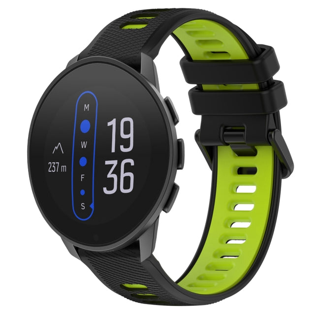 For  SUUNTO 9 Peak 22mm Sports Two-Color Silicone Watch Band(Black+Green)
