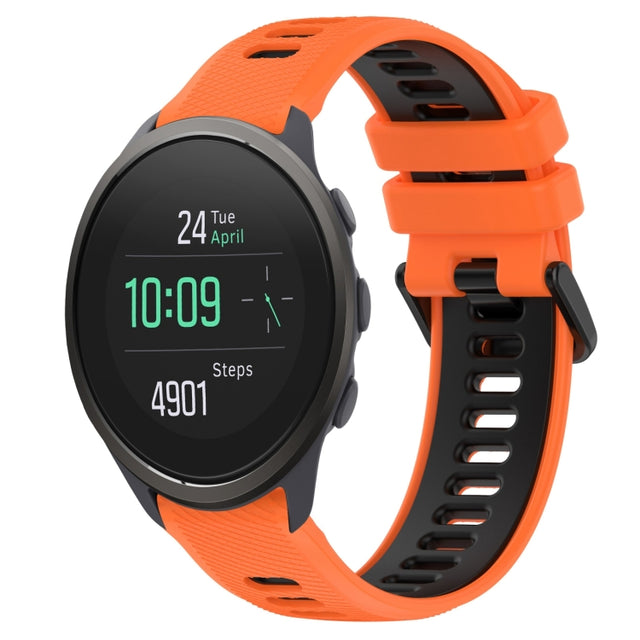 For SUUNTO 5 Peak 22mm Sports Two-Color Silicone Watch Band(Orange+Black)
