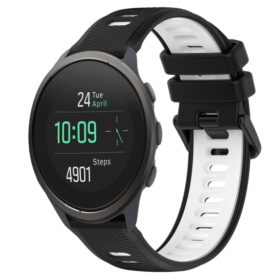 For SUUNTO 5 Peak 22mm Sports Two-Color Silicone Watch Band(Black+White)