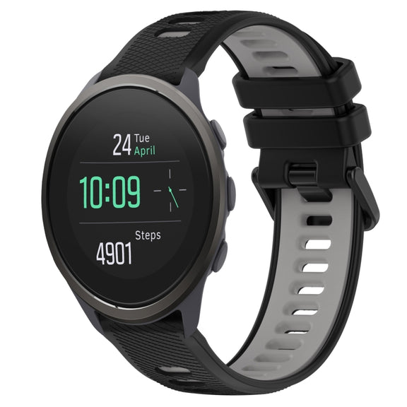 For SUUNTO 5 Peak 22mm Sports Two-Color Silicone Watch Band(Black+Grey)