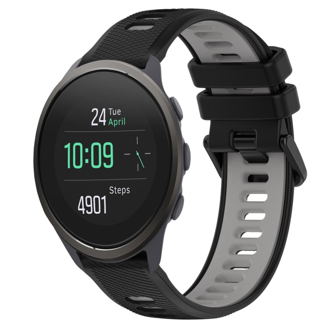 For SUUNTO 5 Peak 22mm Sports Two-Color Silicone Watch Band(Black+Grey)
