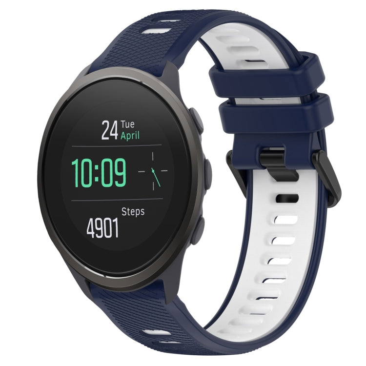 For SUUNTO 5 Peak 22mm Sports Two-Color Silicone Watch Band(Midnight Blue+White)