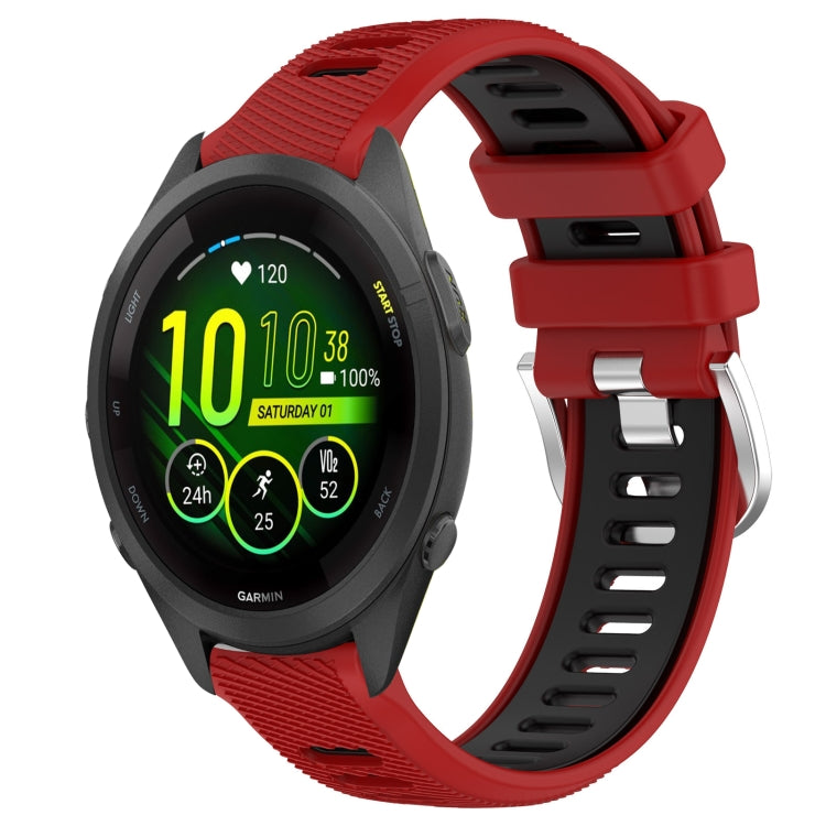 For Garmin Forerunner 265S 18mm Sports Two-Color Steel Buckle Silicone Watch Band(Red+Black) - Smart Wear by PMC TechLife | Online Shopping South Africa | PMC TechLife