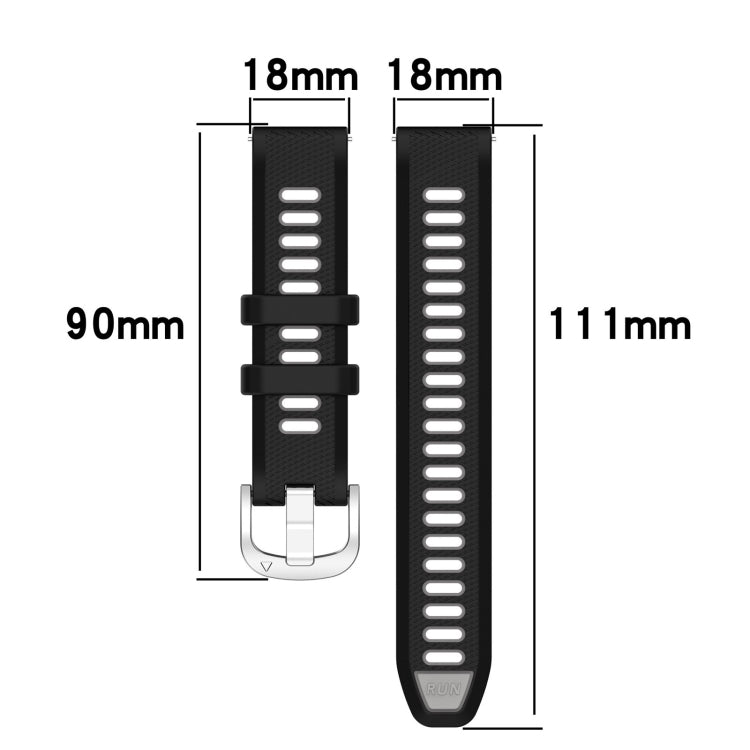 For Garmin Vivoactive 4S 18mm Sports Two-Color Steel Buckle Silicone Watch Band(Pink+White)