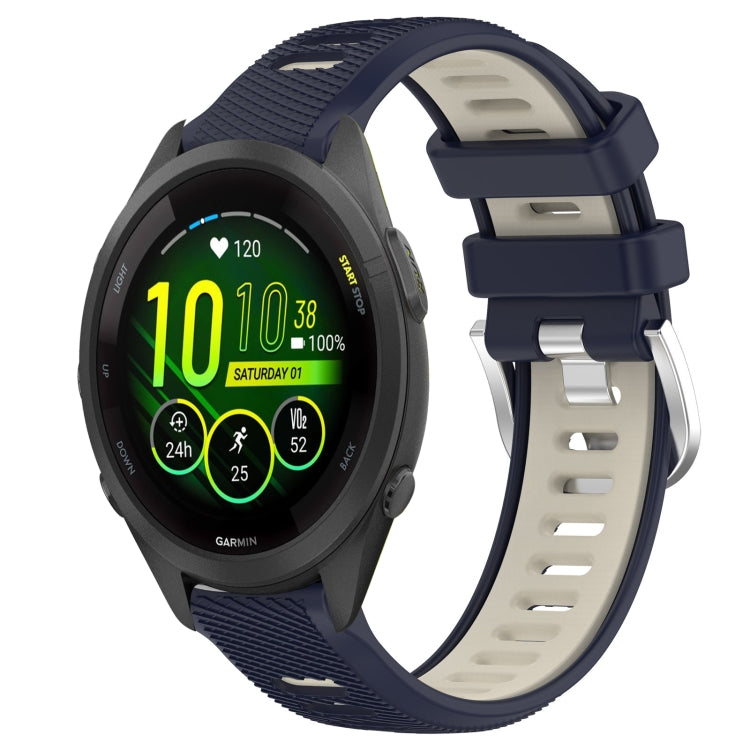 For Garmin Forerunner 265S Music 18mm Sports Two-Color Steel Buckle Silicone Watch Band(Midnight Blue+Starlight) - Smart Wear by PMC TechLife | Online Shopping South Africa | PMC TechLife