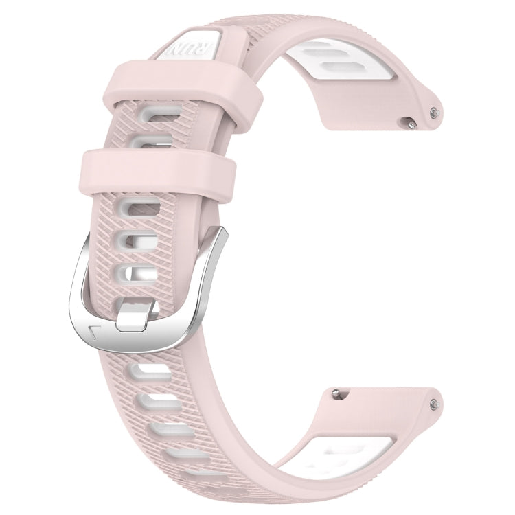 For Garmin Active S 18mm Sports Two-Color Steel Buckle Silicone Watch Band(Pink+White) - Smart Wear by PMC TechLife | Online Shopping South Africa | PMC TechLife