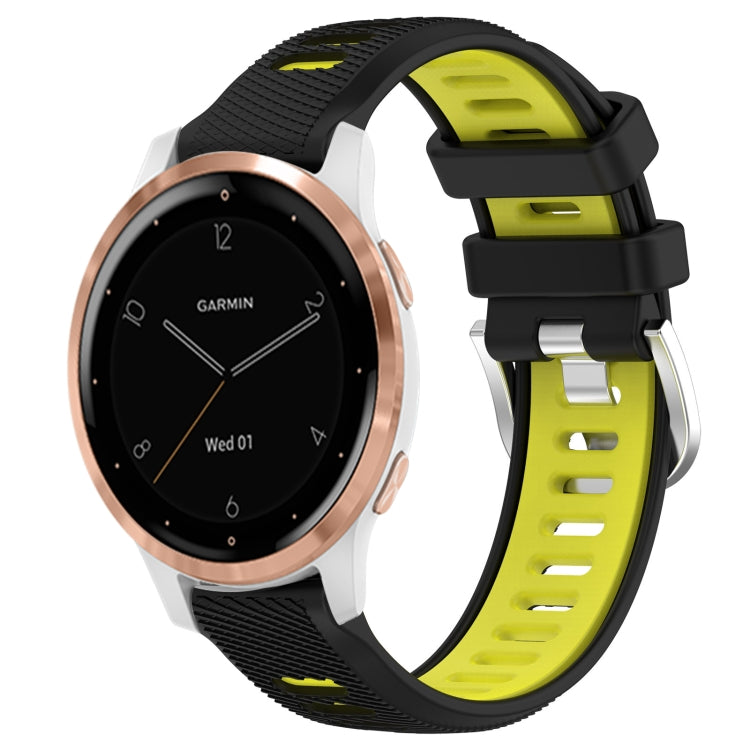 For Garmin Active S 18mm Sports Two-Color Steel Buckle Silicone Watch Band(Black+Lime Green) -  by PMC TechLife | Online Shopping South Africa | PMC TechLife