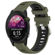 For Garmin Forerunner 255S 18mm Sports Two-Color Steel Buckle Silicone Watch Band(Army Green+Black)