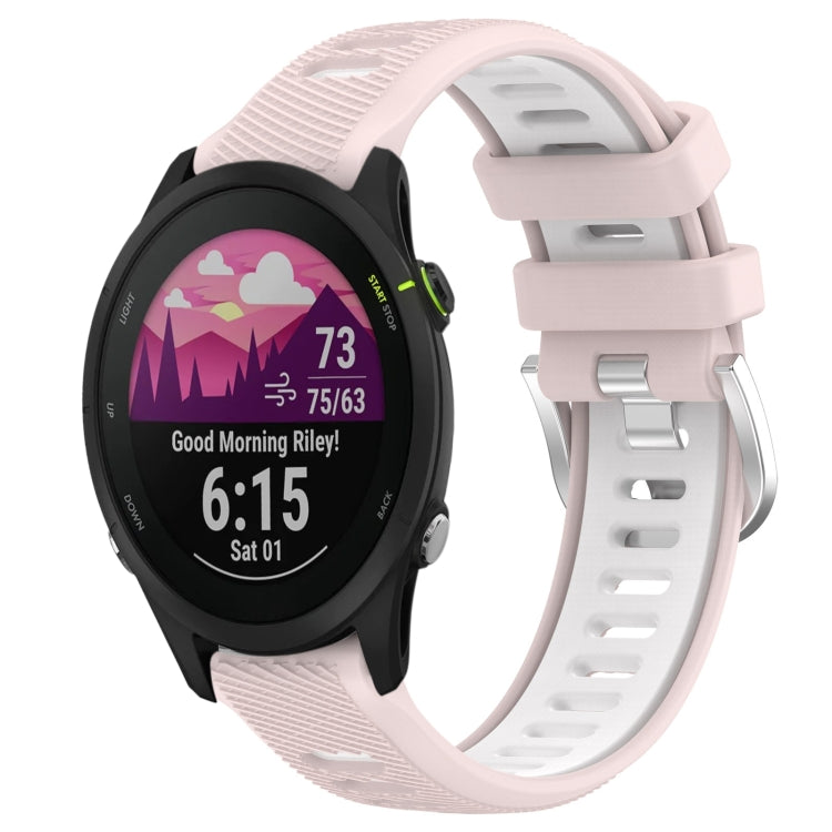 For Garmin Forerunner 255S 18mm Sports Two-Color Steel Buckle Silicone Watch Band(Pink+White) - Smart Wear by PMC TechLife | Online Shopping South Africa | PMC TechLife