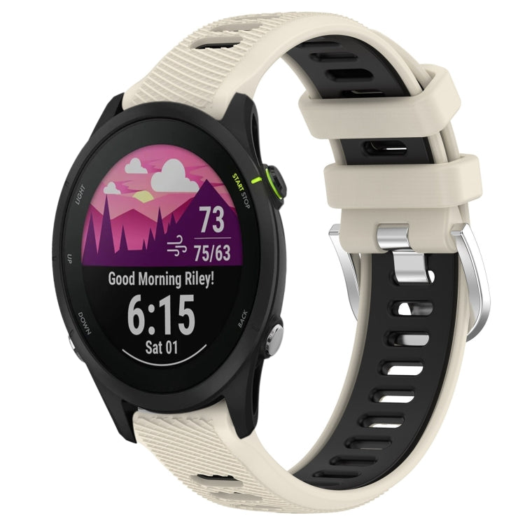 For Garmin Forerunner 255S Music 18mm Sports Two-Color Steel Buckle Silicone Watch Band(Starlight+Black) - Smart Wear by PMC TechLife | Online Shopping South Africa | PMC TechLife