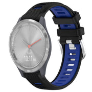 For Garmin Vivomove 3S 18mm Sports Two-Color Steel Buckle Silicone Watch Band(Black+Blue)