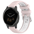 For Garmin Vivoactive 4S 18mm Sports Two-Color Steel Buckle Silicone Watch Band(Pink+White) - Smart Wear by PMC TechLife | Online Shopping South Africa | PMC TechLife