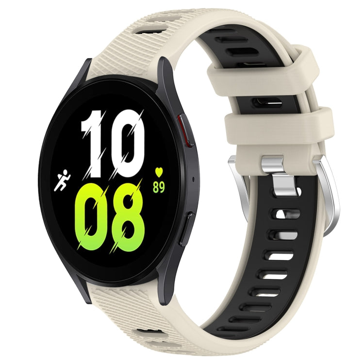 For Samsung Galaxy Watch5 44mm 20mm Sports Two-Color Steel Buckle Silicone Watch Band(Starlight+Black) - Smart Wear by PMC TechLife | Online Shopping South Africa | PMC TechLife